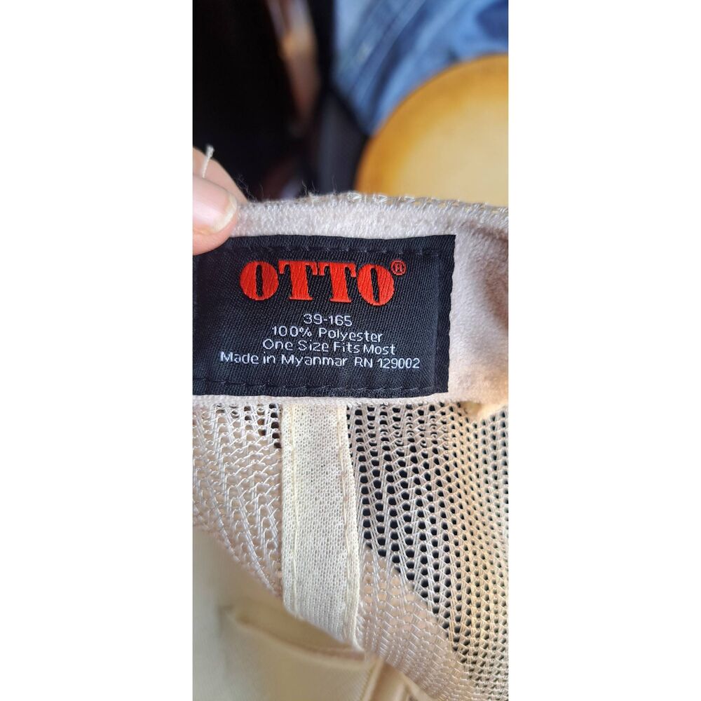 OTTO Trucker Hat Beige Chenille Checkered Initial H Snapback Cap Mesh Back - Picture 4 of 4